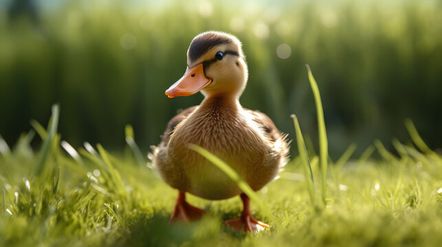 Brown Duck on Green Grass During Daytime in Park Selective Focus