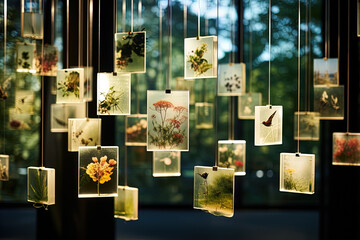 Floating photographic frames that represent fleeting feelings, the ephemeral beauty of emotions