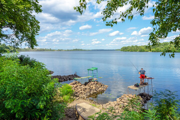 Obraz premium Panoramic view of the Dnipro river, Kyiv, Ukraine 