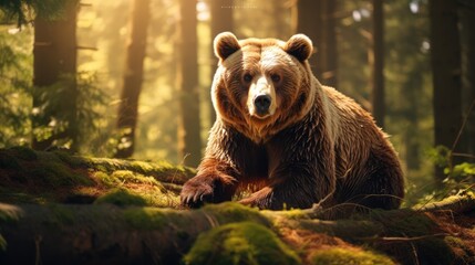 Fototapeta premium Bear in the forest, AI generated Image