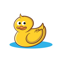 Vector cute yellow duck. Poultry