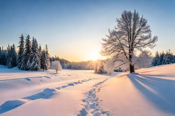 Fototapeta na wymiar winter landscape with snow covered trees