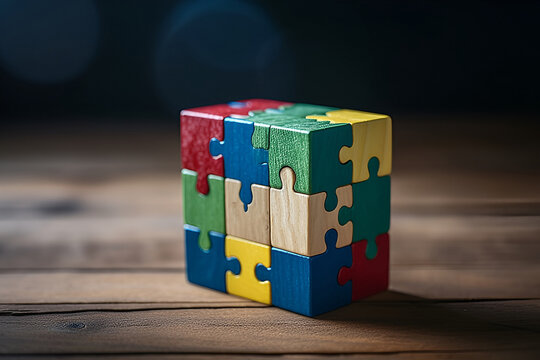 World autism awareness day . Autism concept. Colorful puzzles - Powered by Adobe
