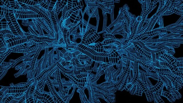 Abstract background seamless loop blue cyan roots. Vj loop trees in outer space for live concert music video abstract trippy acid trance dmt lsd colorful art. loop for backdrops. VFX video