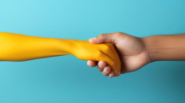 Togetherness connection community holding hands cooperation support teamwork. Generative Ai