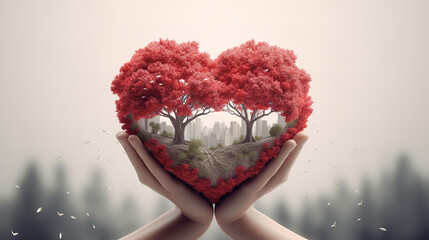 World kindness day concept, 3D hand and love shape isolated with white background. Generative Ai