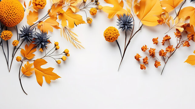 Autumn frame composition on white background. Generative Ai