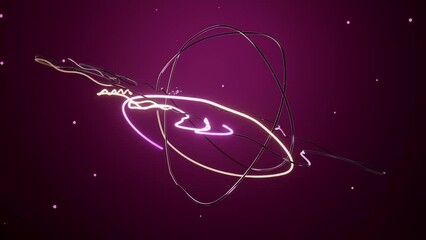 Abstract Saturn planet formed from curves spinning and floating over pink background, futuristic space wallpaper with animated ball. Beautiful Planet Saturn Galaxy Universe Space Cosmos Concept Art - Powered by Adobe