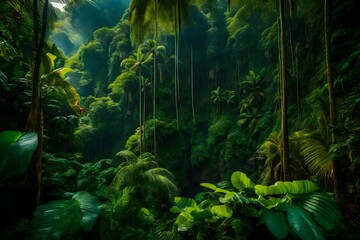 Fototapeta na wymiar The enchanting and mysterious depths of the Southeast Asian tropical jungles