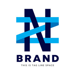 Letter N and Z Intermingle in a square Shape Vector Logo