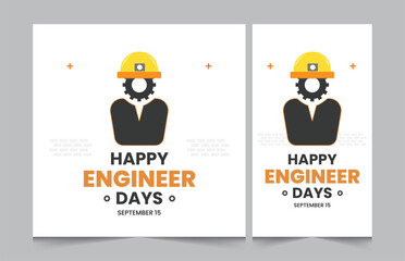 Set of engineers day, instagram square banner and stories template, eps vector illustration eps 10