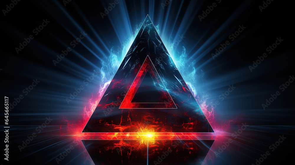 Wall mural a triangle that is in the middle of a black background. generative ai