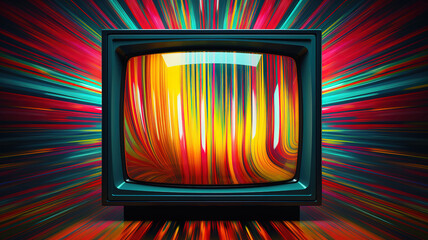 Glitch digital color distortion, line, pixel noise. Generative Ai