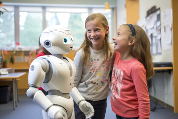 School class education girl creativity children science robot classroom project technology