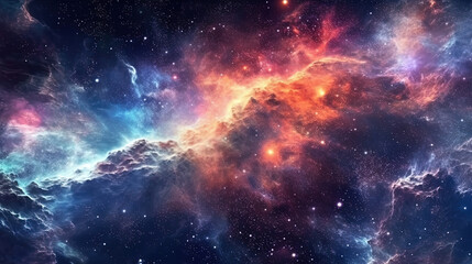 Fototapeta premium Dark Night Sky with Stars and Nebulous Clouds