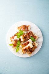 Roasted bacon-wrapped halloumi cheese