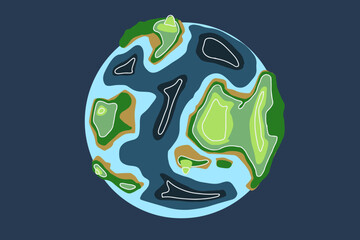 Set of Earth globes on a blue background. Vector illustration.