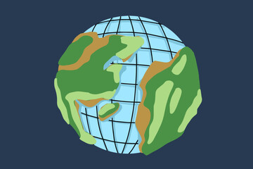 Set of Earth globes on a blue background. Vector illustration.