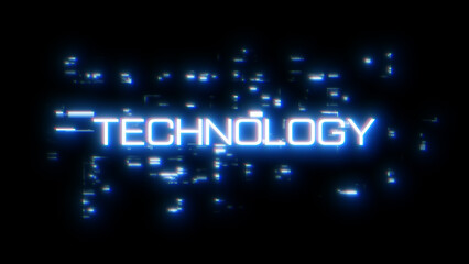 Technology word overlay with digital glitch