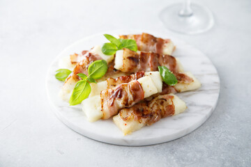Roasted bacon-wrapped halloumi cheese