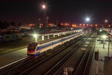 Fototapeta na wymiar Night railway station landscape