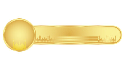 Set of decorative luxury golden arabic islamic banner title frame transparent background gold text box clipart	
