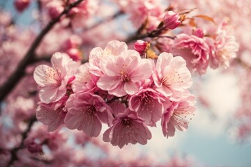 Fototapeta premium Beautiful cherry tree with tender flowers. Amazing spring blossom