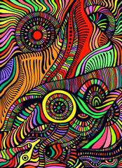 Abstract cartoon colorful texture. Doodle style pattern.