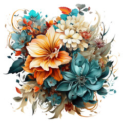 Watercolor flower T-shirt Design, a garden of transformation where flowers shift, Generative Ai