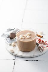 Homemade hot chocolate with marshmallow