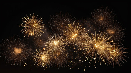 golden fireworks in the night sky. Generative Ai