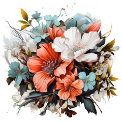 Fototapeta premium Watercolor flower T-shirt Design, a garden of serenity with flowers and meditation scenes, Generative Ai