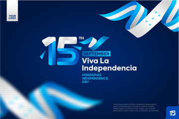 Honduras independence day logotype september 15th with flag background