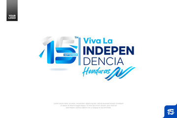 Honduras independence day logotype september 15th with flag background