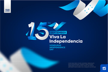 Honduras independence day logotype september 15th with flag background