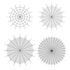 Obraz premium Symmetrical spider web icon. Geometric halloween badge. Minimal spooky sticker.