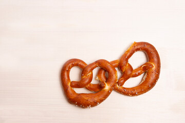 Bavarian pretzel on a white background for Oktoberfest, Munich