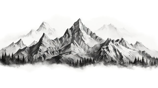 Simple mountain drawings ai image generated