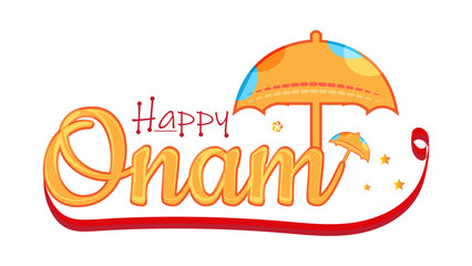 Happy onam festival greeting text with mandala art