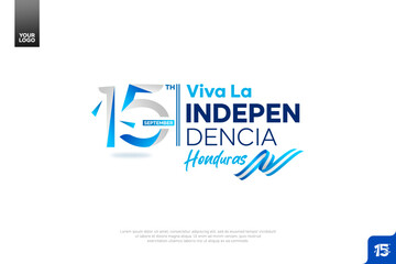 Honduras independence day logotype september 15th with flag background