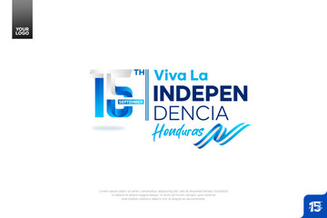 Honduras independence day logotype september 15th with flag background