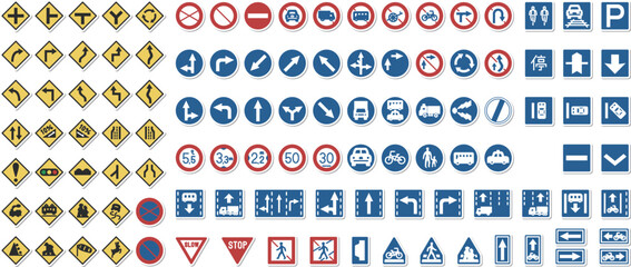 シンプルな標識のステッカーアイコンセット（背景なし）