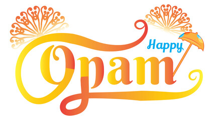 Obraz premium Happy onam festival greeting text with mandala art