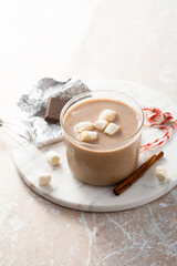 Homemade hot chocolate with marshmallow