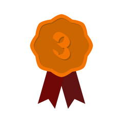 Third Place Bronze Medal Red Ribbon Basic Shape
