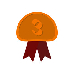 Third Place Bronze Medal Red Ribbon Basic Shape
