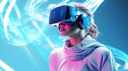 Metaverse digital cyber world technology, people with virtual reality VR goggle playing AR augmented reality game and entertainment, futuristic metaverse gameFi NFT game ideas, Generative AI