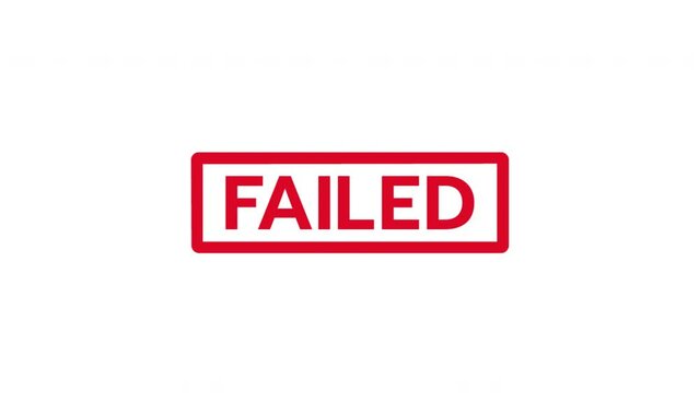 "FAILED" Hand stamping rubber stamp animation, transparent background, alpha channel included.