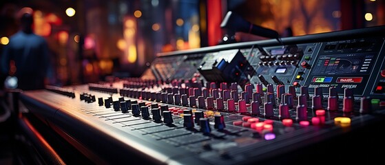 the studio's sound mixer. - obrazy, fototapety, plakaty