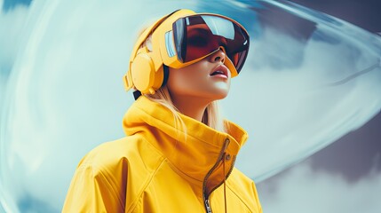 Metaverse digital cyber world technology, people with virtual reality VR goggle playing AR augmented reality game and entertainment, futuristic metaverse gameFi NFT game ideas, Generative AI